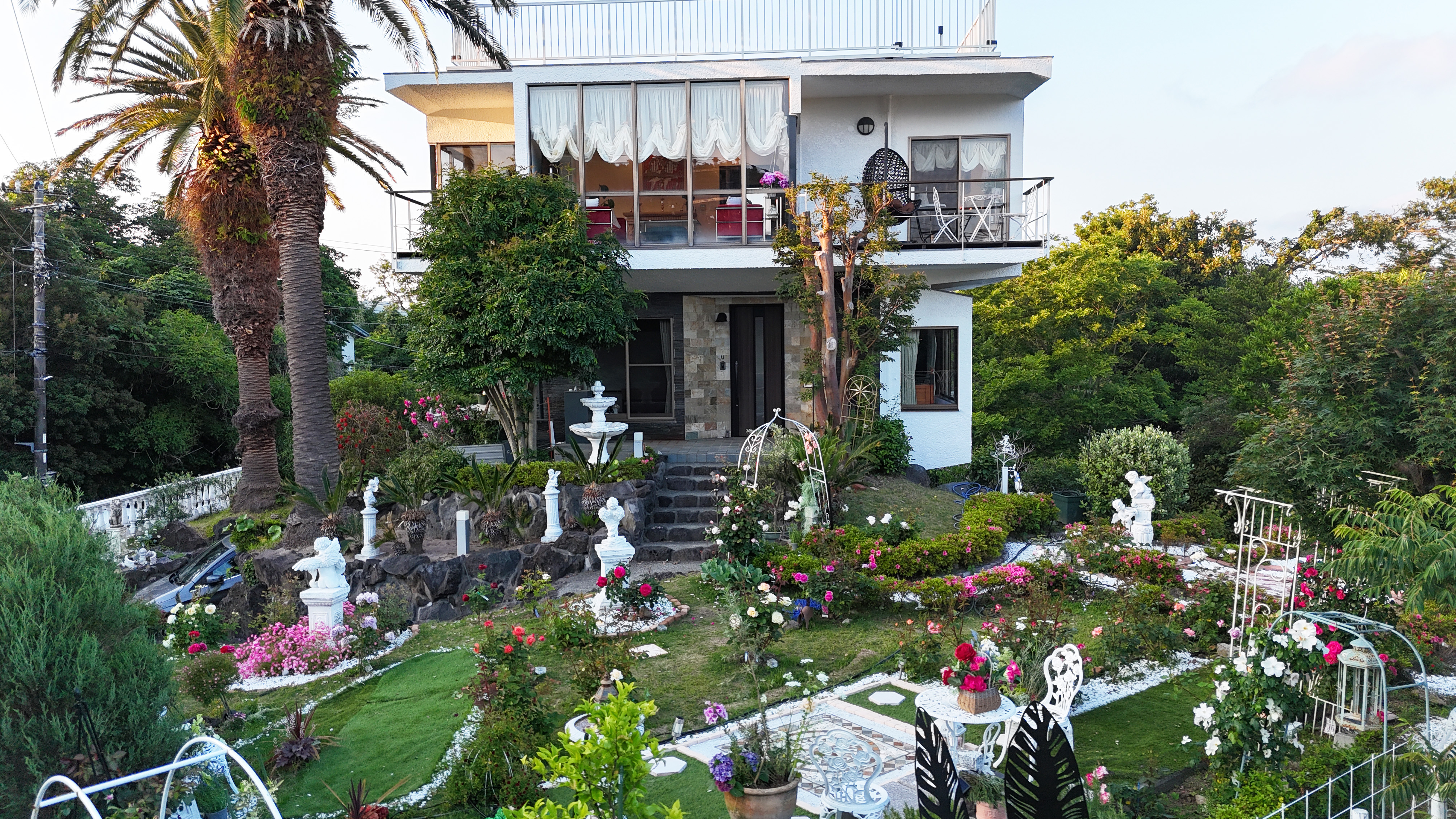 White European Villa & Rose Garden